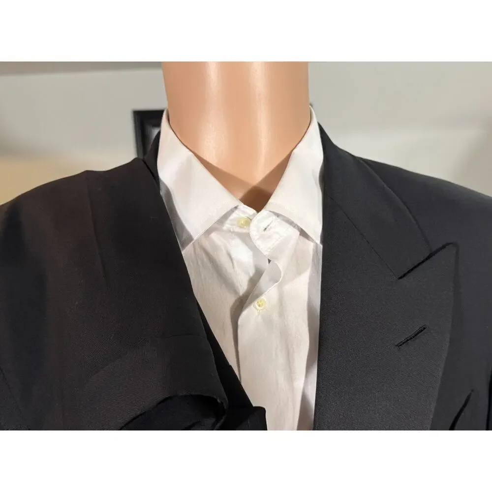 Tom Ford Grossgrain Tuxedo Peak Lapel Black Wool 56 44R 38x28.5 Trousers Windsor